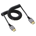 cablecc Câble spiralé extensible 4K 60 Hz mâle HDMI 2.0 vers connecteur droit HDMI mâle pour ordinateur portable, moniteur HDTV