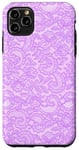 Coque pour iPhone 11 Pro Max Vintage Mauve Dentelle Fleurs