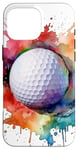 Coque pour iPhone 16 Pro Max Balle de golf sur les éclaboussures de peinture aquarelle