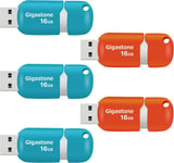 Lot de 5 Clé USB 16 Go, V10 Série, Clés Rétractables pour PC Ordinateur Portable MacBook, Compatible avec Windows Mac Linux, USB 2.0 Flash Drive Stockage, Mixte Couleur - Turquoise Rouge