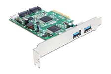 Delock PCI Express Card > 2 x external USB 3.0, 2 x internal SATA 6 Gb/s - lagring / USB3.0 controller - USB 3.0 / SATA 6Gb/s - PCIe 2.0 x4
