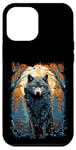 Coque pour iPhone 15 Pro Max Loup et lune, forêt, art naturel, femmes, hommes,