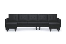 Vislanda 5-seters Sofa med Dobbel Sjeselong - Svart U-sofa