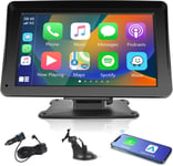 Sans Fil Apple Carplay Android Auto Portable Autoradio 7 Pouces Ecran Tactile Portatif Autoradio Avec Apple Airplay/Android Mirror Link/Bluetooth/Fm-Sender/Commande Vocale/Siri/Aux In/Usb/Tf 7V-32V