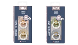 BIBS - Pacifier Colour 2 PACK - Blush /Vanilla GLOW & Sage/Cloud GLOW - Size 3