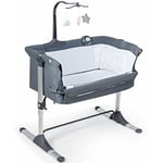 2 en 1 berceau cododo bébé avec matelas hauteur réglables connecter avec lit de parent arceau de jeu jusqu'à 9 kg - noir