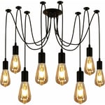 Aiskdan - Suspension Luminaire Vintage Industrielle, Lampe Araignée 8 Bras Réglable Lampe Lustre, Rétro Edison diy Eclairage de Plafond, pour Salon