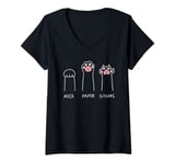 Womens rock paper scissors cat paws V-Neck T-Shirt