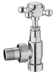 Milano - Traditional Pair of Chrome Angled Heated Towel Rail Radiator Valves with Crosshead Handles