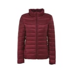 Spring Autumn Women Ultralight Thin Down Jacket Down Hooded Jackets Warm Winter Coat a Female Portable Outwear,burgundy stand,M