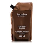 Jean & Len Conditionneur Hydratant Rosemary & Ginger en sachet recharge, pour cheveux secs, nourrit intensément & améliore le démêlage, sachet recharge, parfum épicé, sans silicone ni parabène, 600 ml