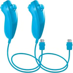 Nunchuck Contrôleurs Pour Nintendo Wii U, Lot De 2 Manettes Remplacement Pour Wii U Jeu Vidéo - Bleu Clair