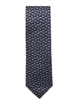 Mango Dog-Print Mulberry Silk Tie Marinblå