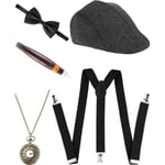 5-delad set med accessoarer till 1920-talets manliga Gatsby Gangster-kostym 30-talets Manhattan Gangster Beret Y-formade hängslen