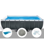 Kit piscine tubulaire Intex Ultra XTR Frame rectangulaire 5,49 x 2,74 x 1,32 m + Bâche à bulles + 20 kg de zéolite + Kit d'entretien