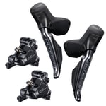 Shimano Ultegra R8170 Di2 Hydraulic Disc STI Levers & Flat Mount Brake Set - 12 Speed Black / Pair 900mm Front 1650mm Rear Hose