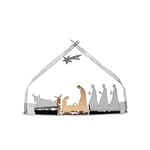 Alessi Bark Crib BM09 Design Christmas Crib Reproduction with Golden Features Stainless Steel, Mirror Polished