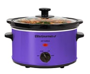 Elite Gourmet MST-275XP Mijoteuse ovale à température réglable pour entrées, sauces et plats mijotés, couvercle en verre et cuve lavables au lave-vaisselle, 1,9 L, violet