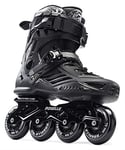 YDL Inline Skates for Kids Black Roller Skate Blades for Boys Girls Teens Women (Color : Black, Size : 8UK)