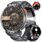 LIGE Montre Militaire Homme, 1,85" IPS écran Montre Homme, IP68 Montre Connectée Homme Etanche, Bluetooth Voix Appel Surveillance du Sommeil Surveillance de la Fréquence Cardiaque, Android iOS