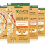 4x Garnier Skin Active Moisture Bomb Eye Sheet Mask for Dull Tired Eyes