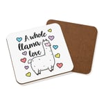 A Whole Llama Love Coaster Drinks Mat Valentines Wife Girlfriend Boyfriend