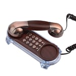 Yunir Vintage Telephone, Old Fashion Antique Wall Mounted Telephone Corded Landline Retro Telephone with Bottom Light for Home Hotel (Red Copper)