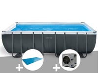 Kit piscine tubulaire Intex Ultra XTR Frame rectangulaire 5,49 x 2,74 x 1,32 m + Bâche à bulles + Pompe à chaleur