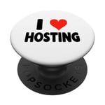 I Love Hosting - Heart Restaurant Worker Jeu vidéo Gamer PopSockets PopGrip Adhésif