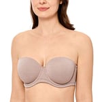 DELIMIRA Femme Soutien Gorge sans Bretelles Grande Taille Bandeau à Armature Bretelle Multiple Cameo Heather 95D