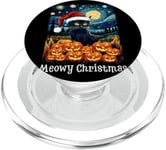 Meowy Christmas Père Noël pour amoureux des chats Noir Nuit étoilée PopSockets PopGrip pour MagSafe