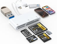 Lecteur De Carte Sd 6 En 3 Lecteur De Carte Mémoire Usb Otg Lightnin+Type-C+Usb-A Usb3.0 Adaptateur Hub Vers Sd/Tf/Cf/Micro Sd/Xd/Ms, Lecteur De Carte Micro Sd Card Reader Pour Iphone/Ipad/Android