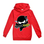 Ninja Kidz Tv- print Barn Pojkar Flickor Luvtröja Tröja Huvtröja Jumper Toppar Hoody Present Red 7-8 Years