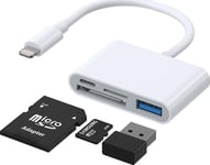 Läsare Joyroom Hub Multifunktionell Otg Lightning Adapter - Usb 3.2 Gen 1 (3.0, 3.1 Gen 1) / Sd, Tf Kortläsare / Lightning Vit (S-H142 Vit)