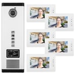 100-240V 7in HD IR Video Intercom Doorbell One Camera With Five Monitor (US New