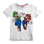 Barn T-shirt med kortärm Super Mario Mario and Luigi Vit - 3-4 år