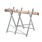 Relaxdays Sawhorse, Wood Sawing, 150 kg, Work Bench Chainsaws, Firewood, Sturdy Steel, HxWxD 80 x 80 x 82 cm, Silver