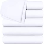 Utopia Bedding Lot de 6 draps Plats en Microfibre brossée Douce, draps de Dessus résistants au rétrécissement et à la décoloration, Facile d'entretien (lit Double, Blanc)