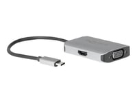 Delock - Video Adapter - 24 Pin Usb-C Hann Til Hd-15 (Vga), Hdmi Hunn - 20 Cm - Sølv - 4K 60Hz Støtte, 1080P-Støtte 60 Hz (Vga), 2160P-Støtte 60 Hz (Hdmi)