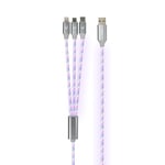 W Wonder Full Power - Cable LED 3 en 1 - USB-A vers USB-C/Lightning/Micro-USB - 1.2m