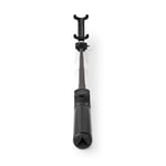 Nedis Bluetooth selfie stick | Bluetooth® verson: 4.2 | Maksimal skjermstørrelse: 3.54 " | Brettet lengde: 19 cm | Ufoldet lengde: 48 cm | Maksimal vektkapasitet: 400 g | Batteri drevet