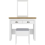 Coiffeuse avec miroir et tabouret rembourré Galano Sufy – Grande table de maquillage pour chambre à coucher avec tiroir de rangement – Couleur blanc