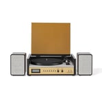 Crosley Switch II Record Player with Speakers - Bluetooth Turntable with 16W Bookshelf Speakers, Easy Set Up Vinyl Player with Dust Cover, Record Player Shelf System, AM/FM Radio, AUX Input