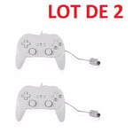 2 X Manette contrôleur Classic Pro pour Nintendo Wii, Wii U - 1,20 m – Blanc - Straße Game ®