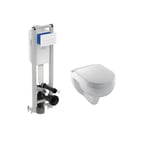 Pack complet wc suspendu ideal standard plaque blanche + cuvette compact jacob delafon odeon up abattant