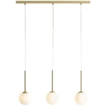 Licht-erlebnisse - Lampe suspendue métal verre h : max. 120 cm en laiton blanc E14 3 lampes abat-jour boule moderne