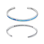 WINNICACA Bracelet Jonc Femme en 925 Argent avec Bleu Opale, Argent Bracelet Manchette Bijoux Anniversaire Saint Valentin Noël Cadeau pour épouse, Fille, Mère - She believed she could so she did