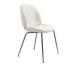 Gubi - Beetle Dining Chair Fully Upholstered - Conic Base Black Fabric Light Bouclé 001 - Matstolar - GamFratesi - Svart - Metall/Textilmaterial