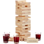 Relaxdays - Tour infernale, jeu à boire «tour ivre», tour en bois 60 pièces, 4 verres à shot, jeu pour adultes, naturel