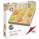 Cayro - Tic TAC Toe - + 6 Ans - Maquette en Bois - Jeu de société pour Enfants et Adultes - Décoratif 3 à la Suite - Jetons Verts et Oranges - 2 Joueurs